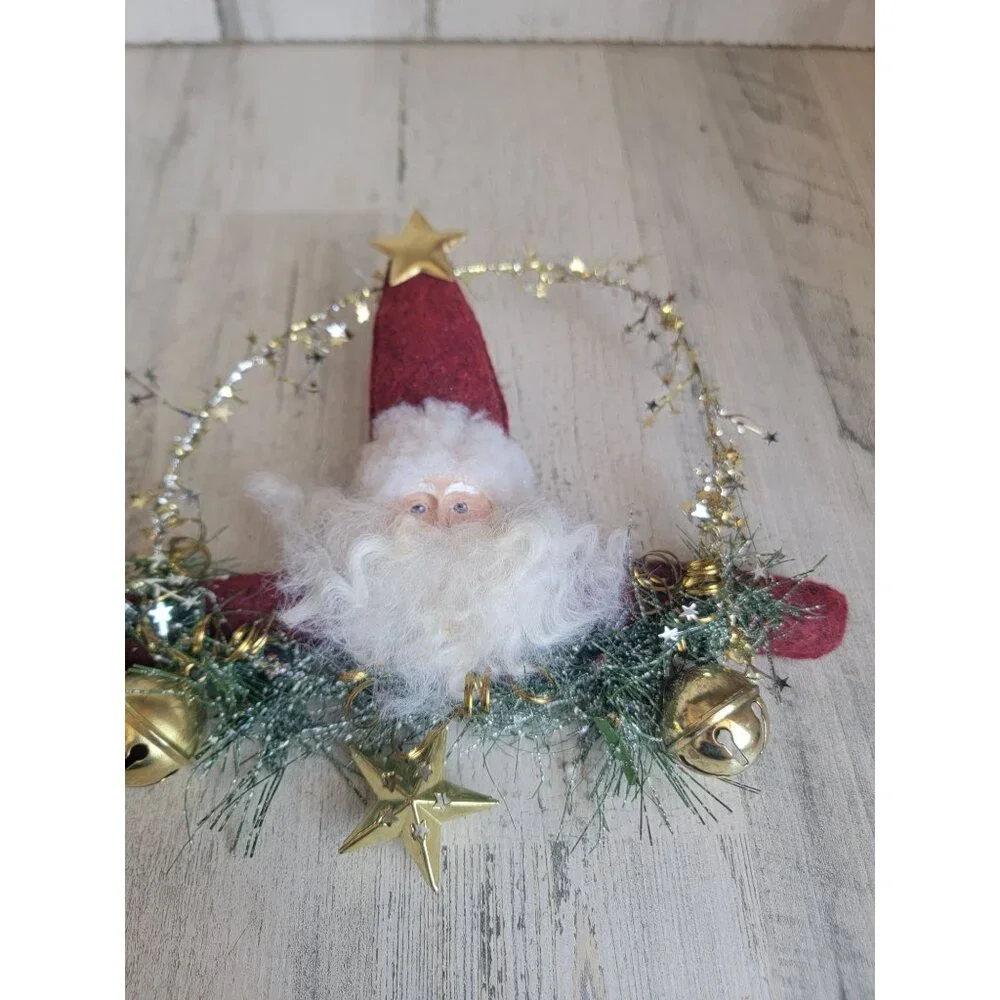 Unique plush bell santa claus xmas glitter‎ star vintage felt